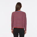 6 Ply Striped Shaker Crew in Mariner/Paprika