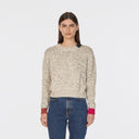 Tweed Color Block Crew in Neutral