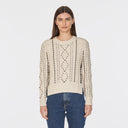 Fisherman Cable W/ Hand Laced Suede in Natural