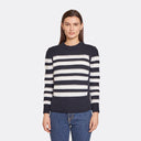 Mixed Stitch Stripe Crew in Navy/Bleach