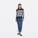 Mixed Stitch Stripe Crew in Navy/Bleach