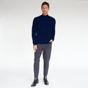 Mock Neck with Shaker Stitch in Navy