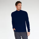 Mock Neck with Shaker Stitch in Navy