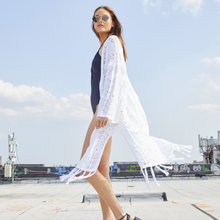 Load image into Gallery viewer, Open Pointelle Fringed Maxi Duster