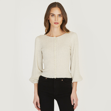 Load image into Gallery viewer, Women&#39;s Rib Puff Sleeve Multi Button Cardigan in Hemp by Autumn Cashmere