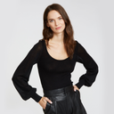 Rib Scoop W/ Sheer Bishop Sleeves