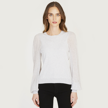 Load image into Gallery viewer, Crew w/ Sheer Bishop Sleeve in Gray