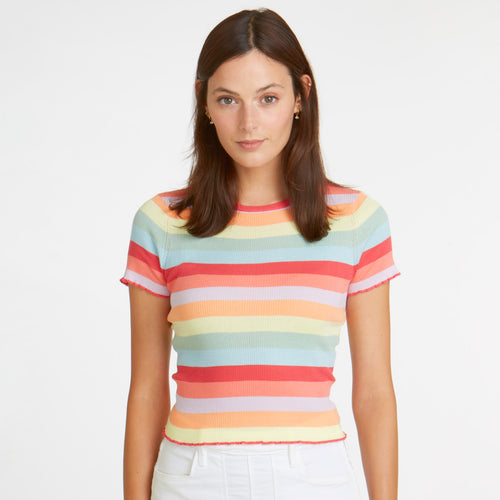 Lettuce Edge Rainbow Stripe Baby Tee