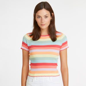 Lettuce Edge Rainbow Stripe Baby Tee