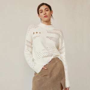 Distressed Mock in Ivory