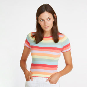 Lettuce Edge Rainbow Stripe Baby Tee