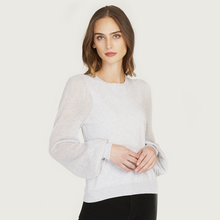 Load image into Gallery viewer, Crew w/ Sheer Bishop Sleeve in Gray