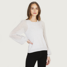 Load image into Gallery viewer, Crew w/ Sheer Bishop Sleeve in Gray