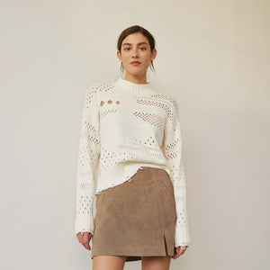 Distressed Mock in Ivory