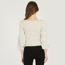 Women's Rib Puff Sleeve Multi Button Cardigan in Hemp by Autumn Cashmere