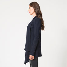 Load image into Gallery viewer, Women’s Cashmere Rib Drape Cardigan in Peacoat (Navy Blue) by Autumn Cashmere