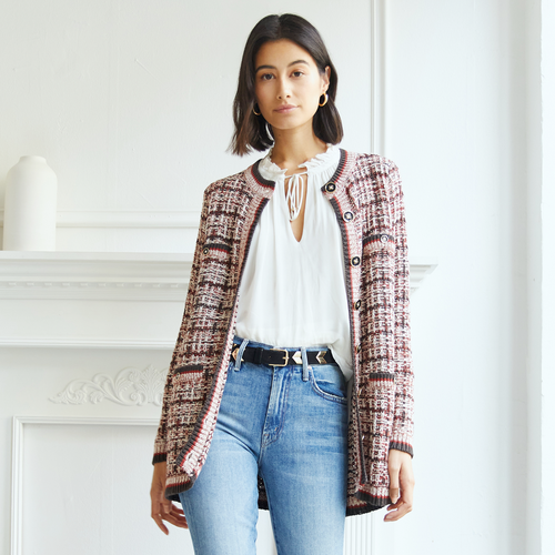Texture Stitch Long Jacket in Pumpernickel