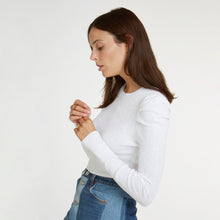 Load image into Gallery viewer, L/S Pointelle Puff Sleeve Crew