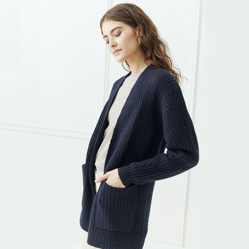 Open Cardigan w/ Pockets in Peacoat