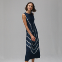 Autumn Cashmere. Tie Dye Maxi Dress in Navy Blue. Sleeveless. Lightweight Cashmere.