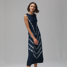 Load image into Gallery viewer, Autumn Cashmere. Tie Dye Maxi Dress in Navy Blue. Sleeveless. Lightweight Cashmere.