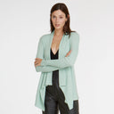 Women's Cotton Rib Drape Cardigan in Mint Green by Autumn Cashmere.