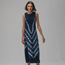 Autumn Cashmere. Tie Dye Maxi Dress in Navy Blue. Sleeveless. Lightweight Cashmere.