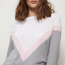 Mesh Color Block Yoke Crew Pullover Sweater | Women's Apparel | Autumn Cashmere