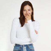 Load image into Gallery viewer, L/S Pointelle Puff Sleeve Crew