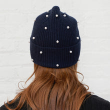 Load image into Gallery viewer, Rib Pearl Beanie in Black