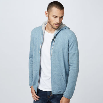 Cashmere Full Zip Up Hoodie | Men's Lightweight Jackets Pullovers Sweaters | Autumn Cashmere