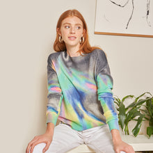 Load image into Gallery viewer, Printed Oil Slick Crew by Autumn Cashmere. Women&#39;s Tie Dyed Sweater.