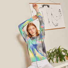 Load image into Gallery viewer, Printed Oil Slick Crew by Autumn Cashmere. Women&#39;s Tie Dyed Sweater.