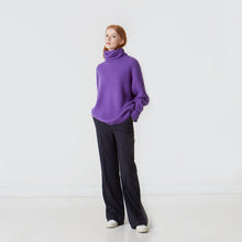 Load image into Gallery viewer, Women&#39;s Oversized Turtleneck in Heliotrope Purple by Autumn Cashmere