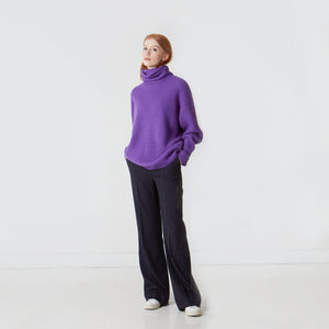 Women's Oversized Turtleneck in Heliotrope Purple by Autumn Cashmere