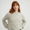 Bishop Sleeve Diamond Mock Pullover | Women's Grey Sweater | Autumn Cashmere