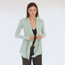 Women's Cotton Rib Drape Cardigan in Mint Green by Autumn Cashmere.