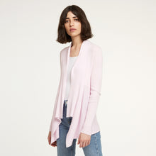 Load image into Gallery viewer, Women&#39;s Cotton Rib Drape Cardigan in Cherry Blossom Pink by Autumn Cashmere