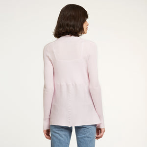 Women's Cotton Rib Drape Cardigan in Cherry Blossom Pink by Autumn Cashmere