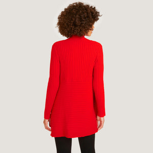 Women’s Cashmere Rib Drape Cardigan in Tomato Red by Autumn Cashmere