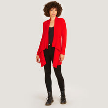 Load image into Gallery viewer, Women’s Cashmere Rib Drape Cardigan in Tomato Red by Autumn Cashmere