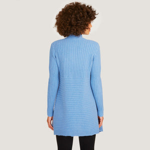 Women’s Cashmere Rib Drape Cardigan in Chambray Blue by Autumn Cashmere