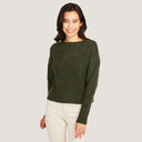 Women's Broken Links Stitch Crew in Spruce Green by Autumn Cashmere.