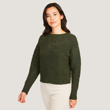 Load image into Gallery viewer, Women&#39;s Broken Links Stitch Crew in Spruce Green by Autumn Cashmere.