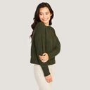 Women's Broken Links Stitch Crew in Spruce Green by Autumn Cashmere.