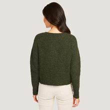 Load image into Gallery viewer, Women&#39;s Broken Links Stitch Crew in Spruce Green by Autumn Cashmere.