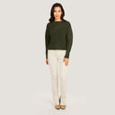 Women's Broken Links Stitch Crew in Spruce Green by Autumn Cashmere.