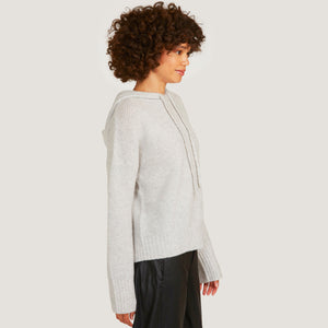 Women's Sequin Honeycomb Hoodie in Polar Gray by Autumn Cashmere.