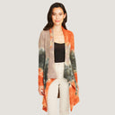 Women's Tie Dye Rib Drape Cashmere Cardigan in Pita/Neutral Multi by Autumn Cashmere