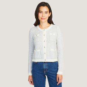 Women's Cropped Sequin banded Jacket in Polar/Frost by Autumn Cashmere